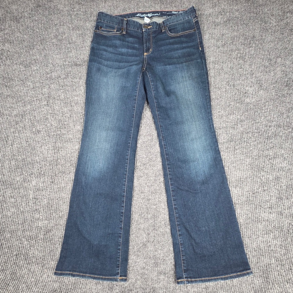 Eddie Bauer Womens Jeans Size 10 Medium Wash Bootcut Truly Straight Fit Denim